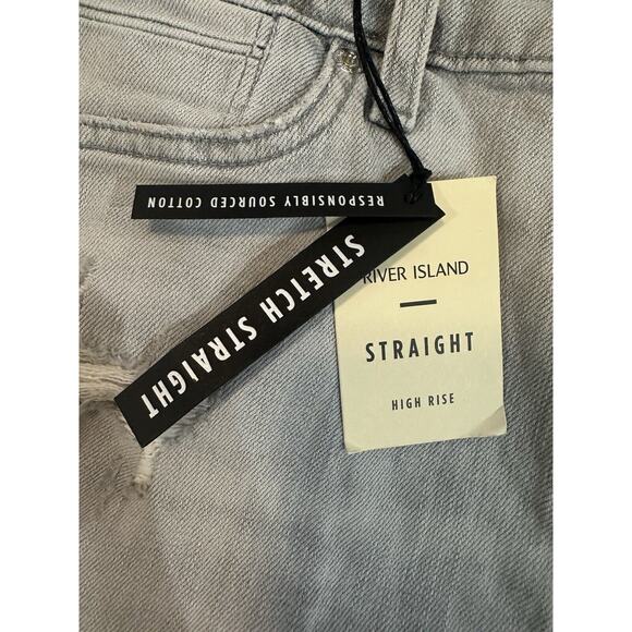 NWT River Island High Rise Straight Stretch Denim Gray Jeans US Size 6 UK 10 NEW - Picture 3 of 14